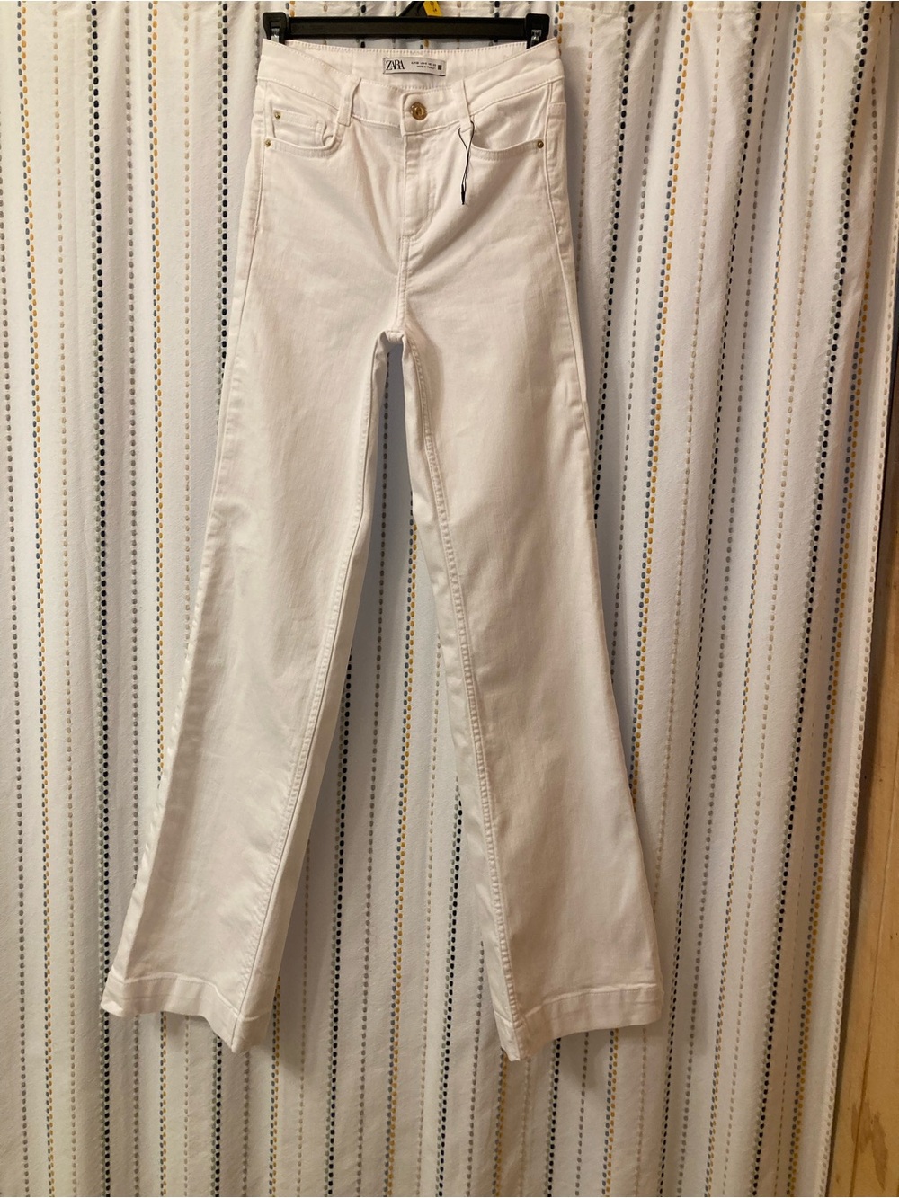 Zara Cream High-Rise Wide-Leg Jeans Size 0
